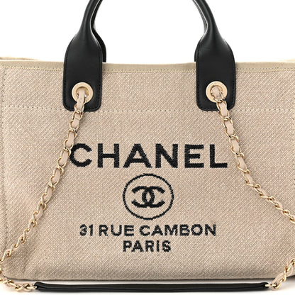 Chanel Mixed Fibers Small Deauville Tote Beige Black 9 of 11