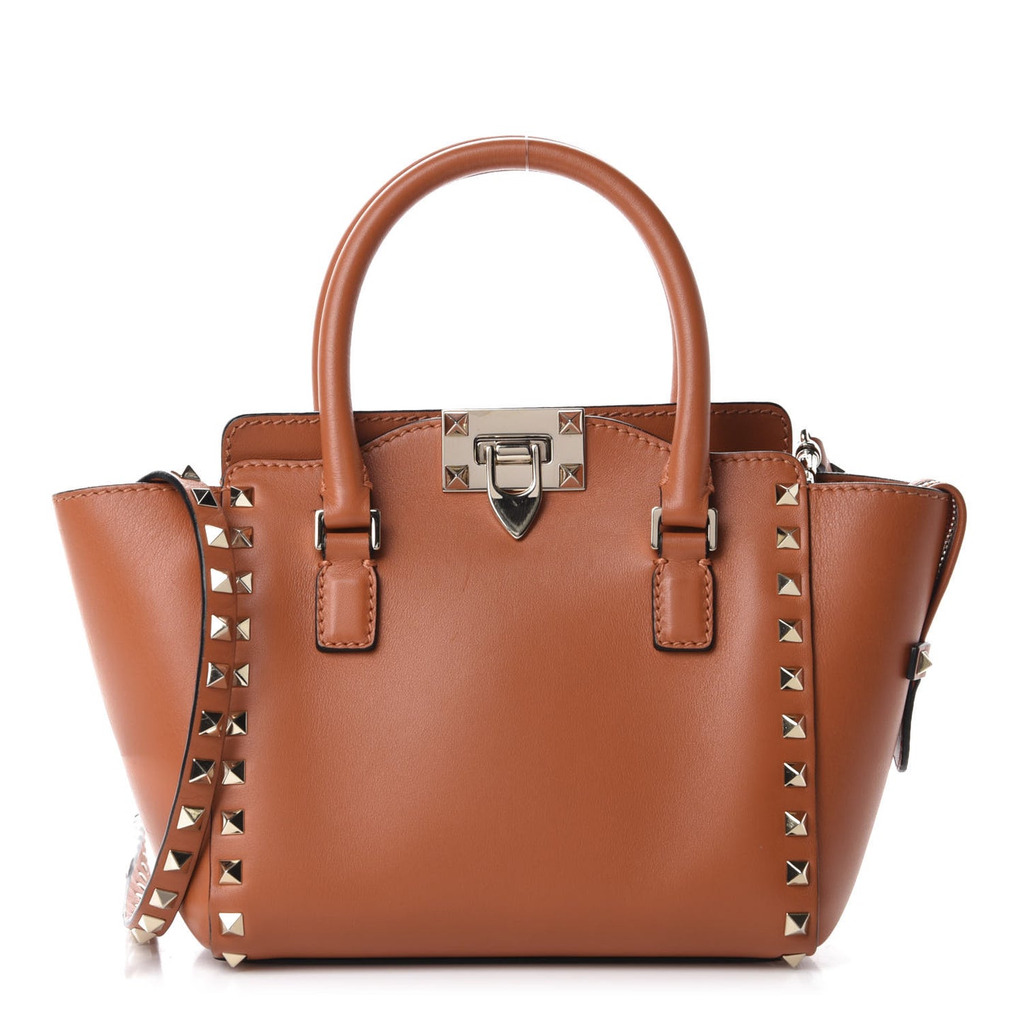 Vitello MIni Rockstud Double Handle Tote Orange