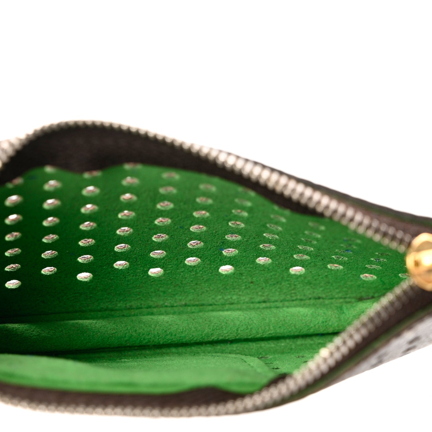 Monogram Perforated Key Pouch Green