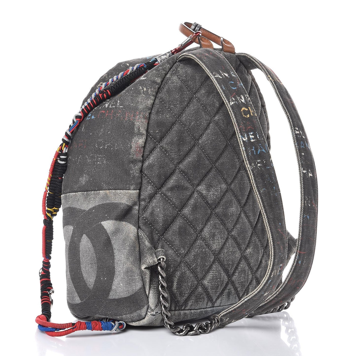 Graffiti Printed Canvas Medium Backpack Black