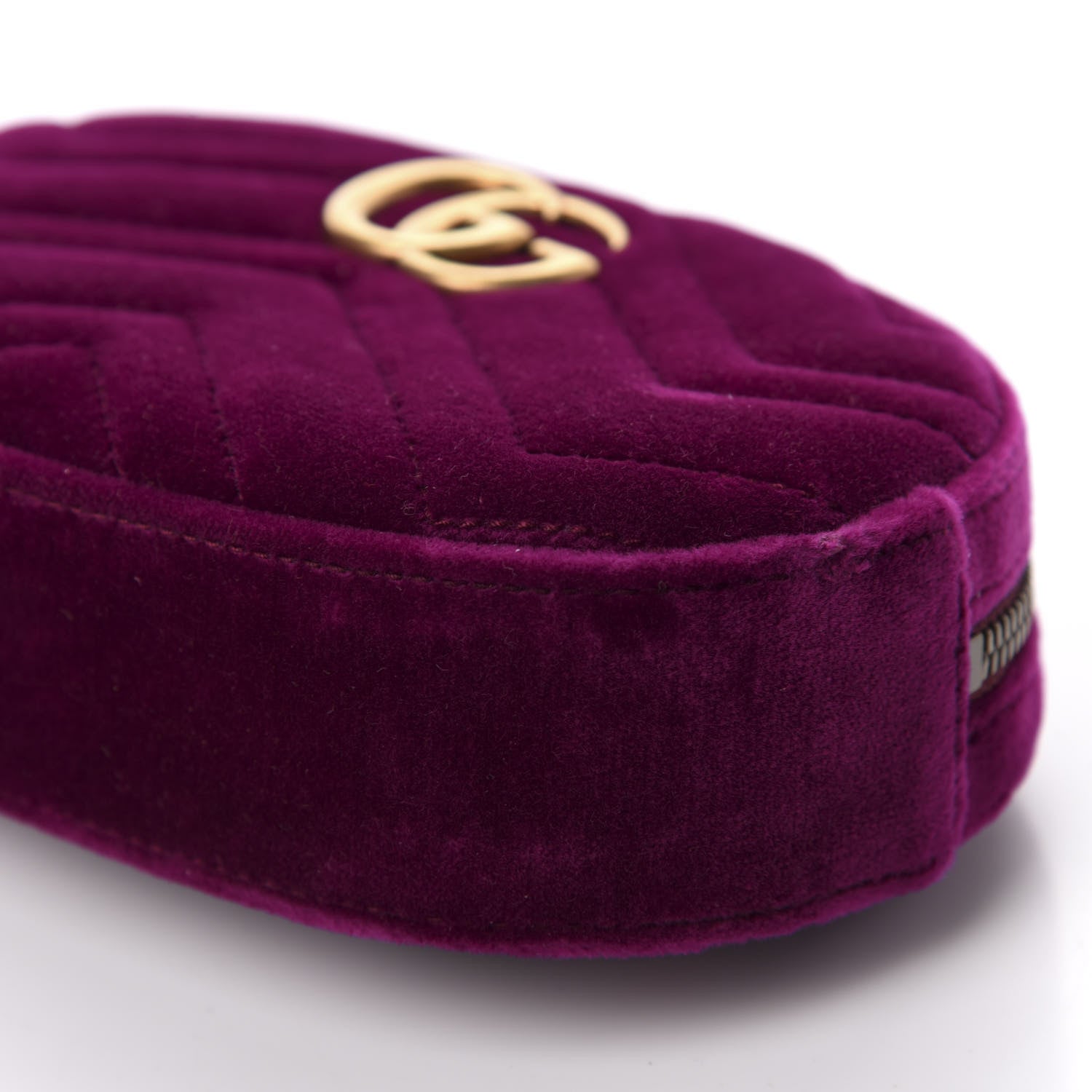Gucci Velvet Matelasse GG Marmont Belt Bag 85 34 Fuchsia Violet Cyclamen 7 of 11