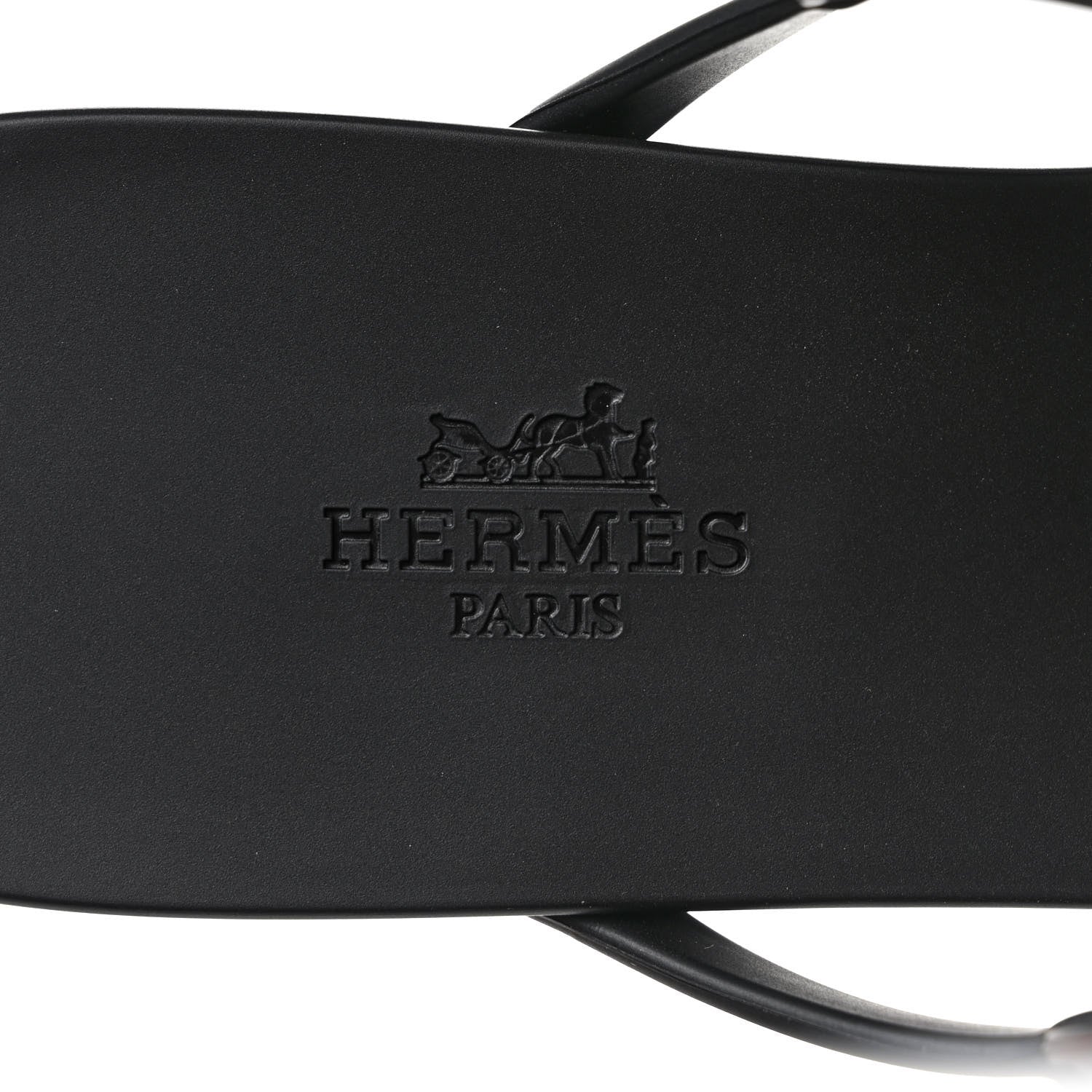 Hermes Rubber Womens Egerie Sandals 40 Black 7 of 8