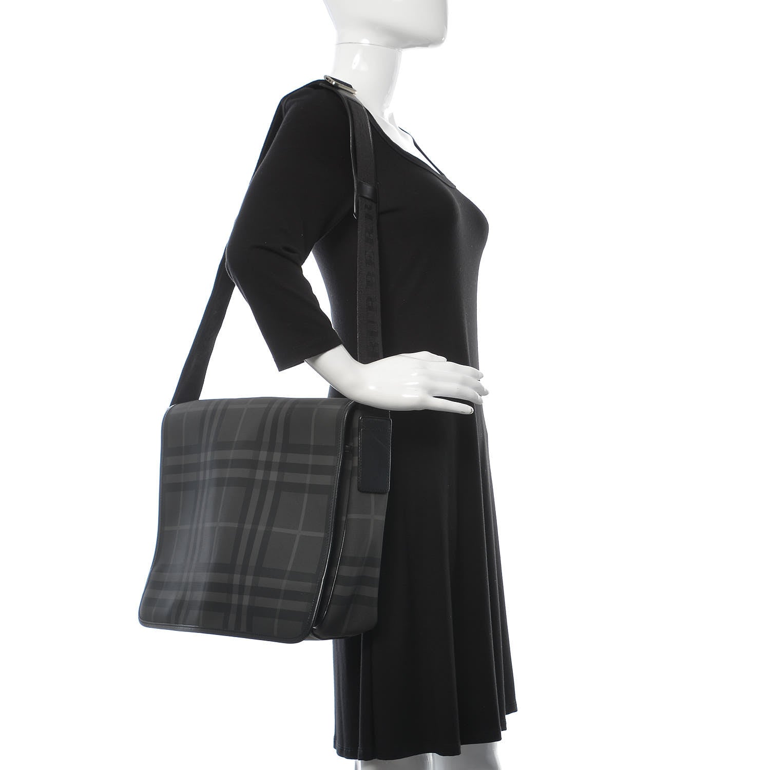 Burberry Nylon Smoked Check Messenger Bag 2 of 17