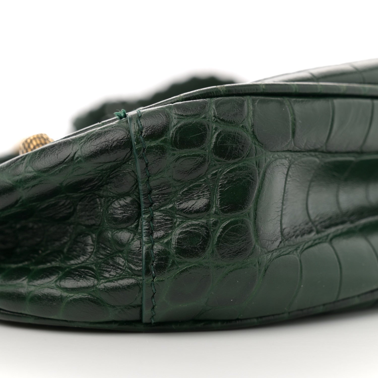 Balenciaga Extra Supple Calfskin Crocodile Embossed Le Cagole Shoulder Bag XS Forest Green 10 of 16