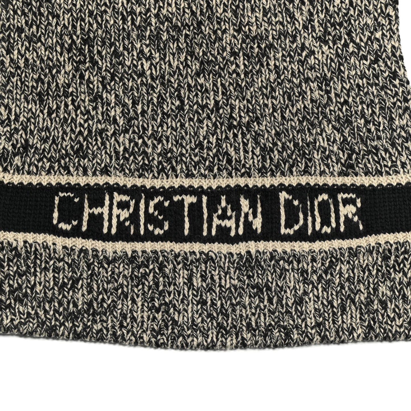 Wool Cashmere Logo Scarf Beige Black