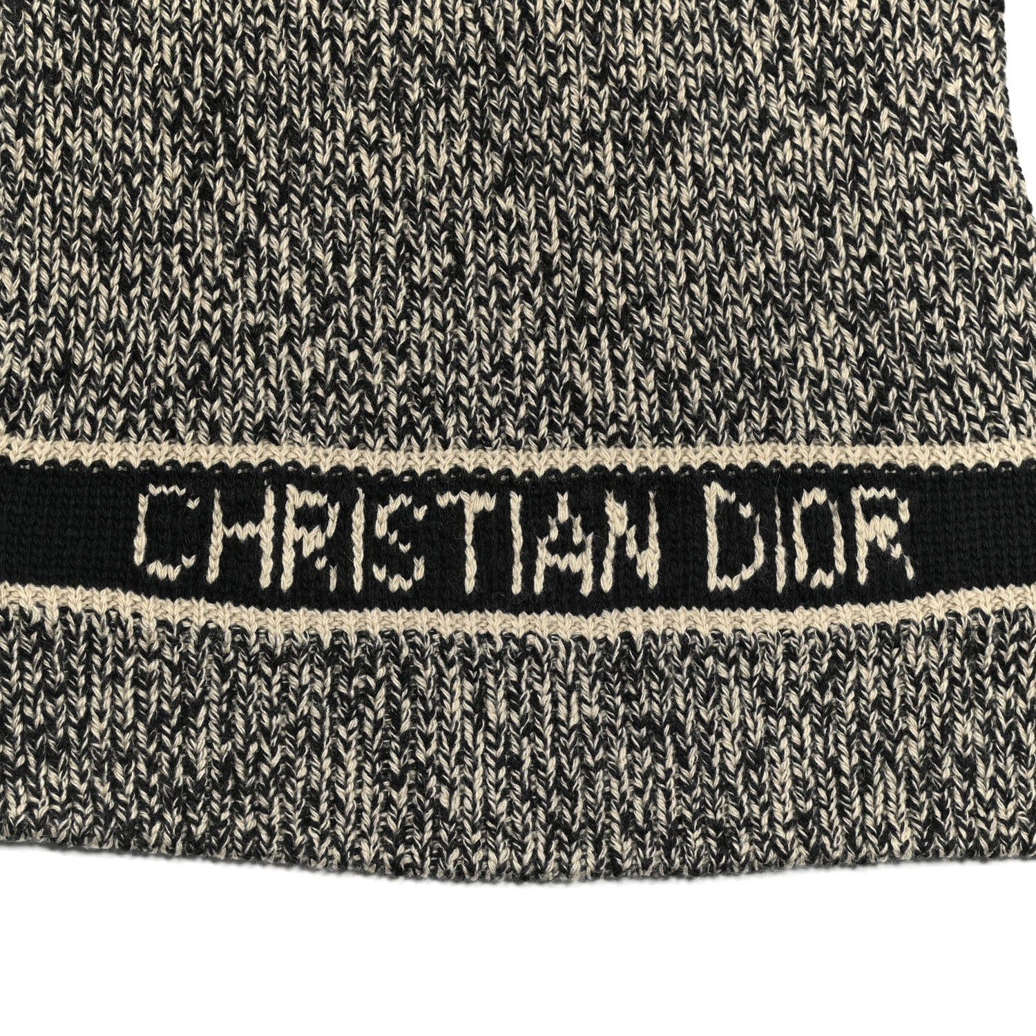 Christian Dior Wool Cashmere Logo Scarf Beige Black 3 of 4