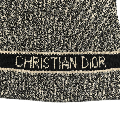 Christian Dior Wool Cashmere Logo Scarf Beige Black 3 of 4