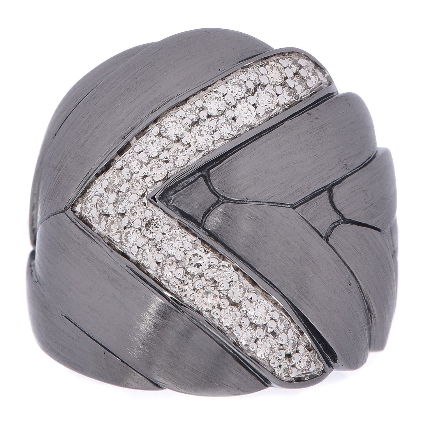 Sterling Silver Diamond Wide Modern Chain Ring 57 8