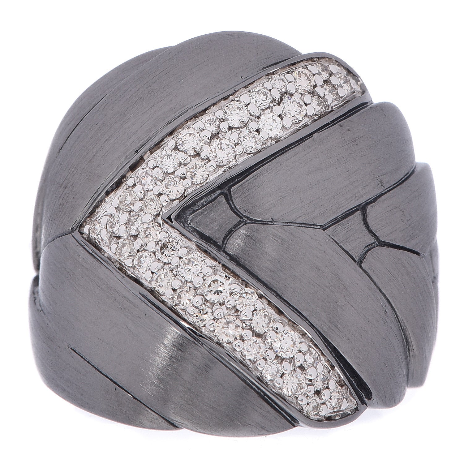 John Hardy Sterling Silver Diamond Wide Modern Chain Ring 57 8 1 of 6