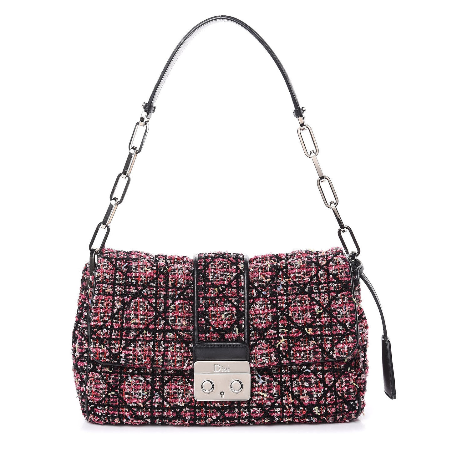 Tweed Medium Miss Dior Flap Pink Black Multicolor