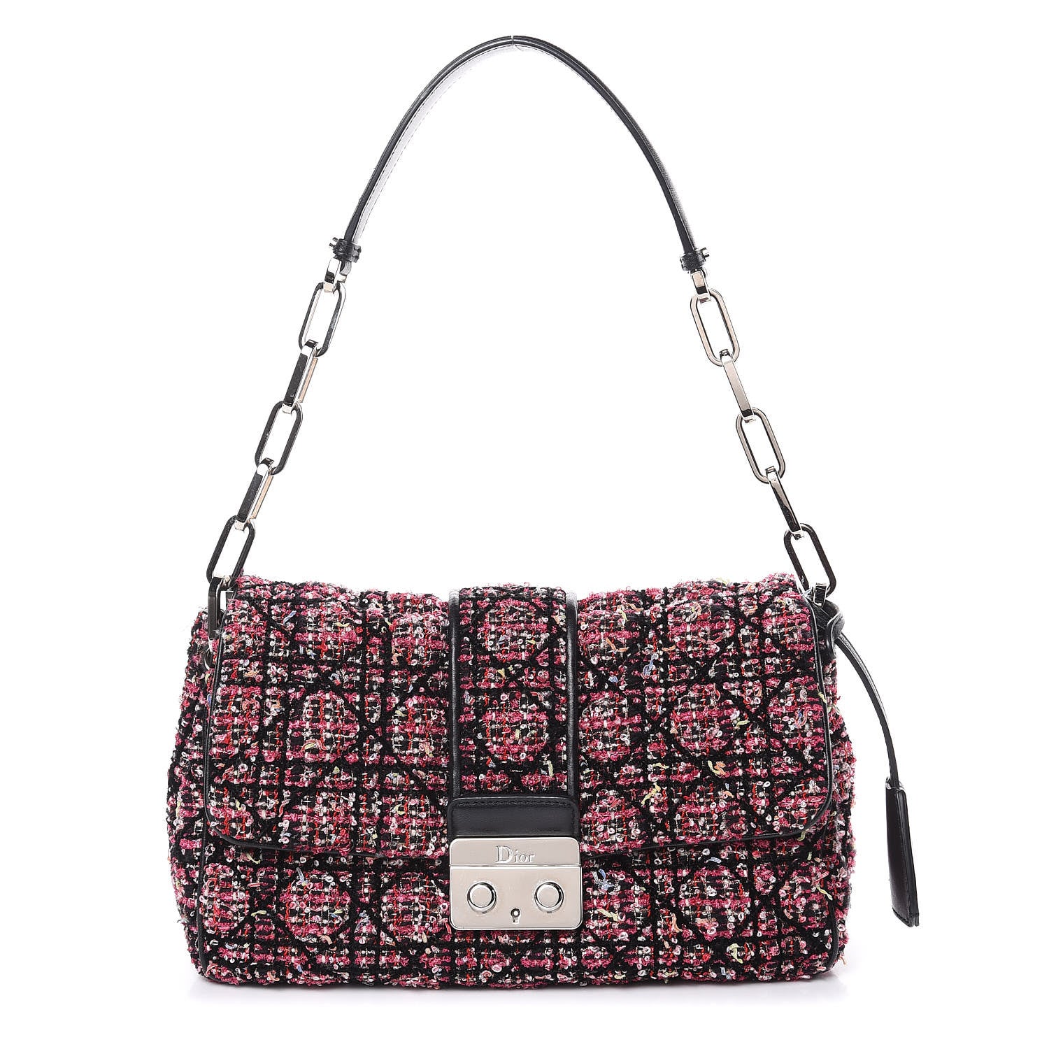 Christian Dior Tweed Medium Miss Dior Flap Pink Black Multicolor 1 of 11