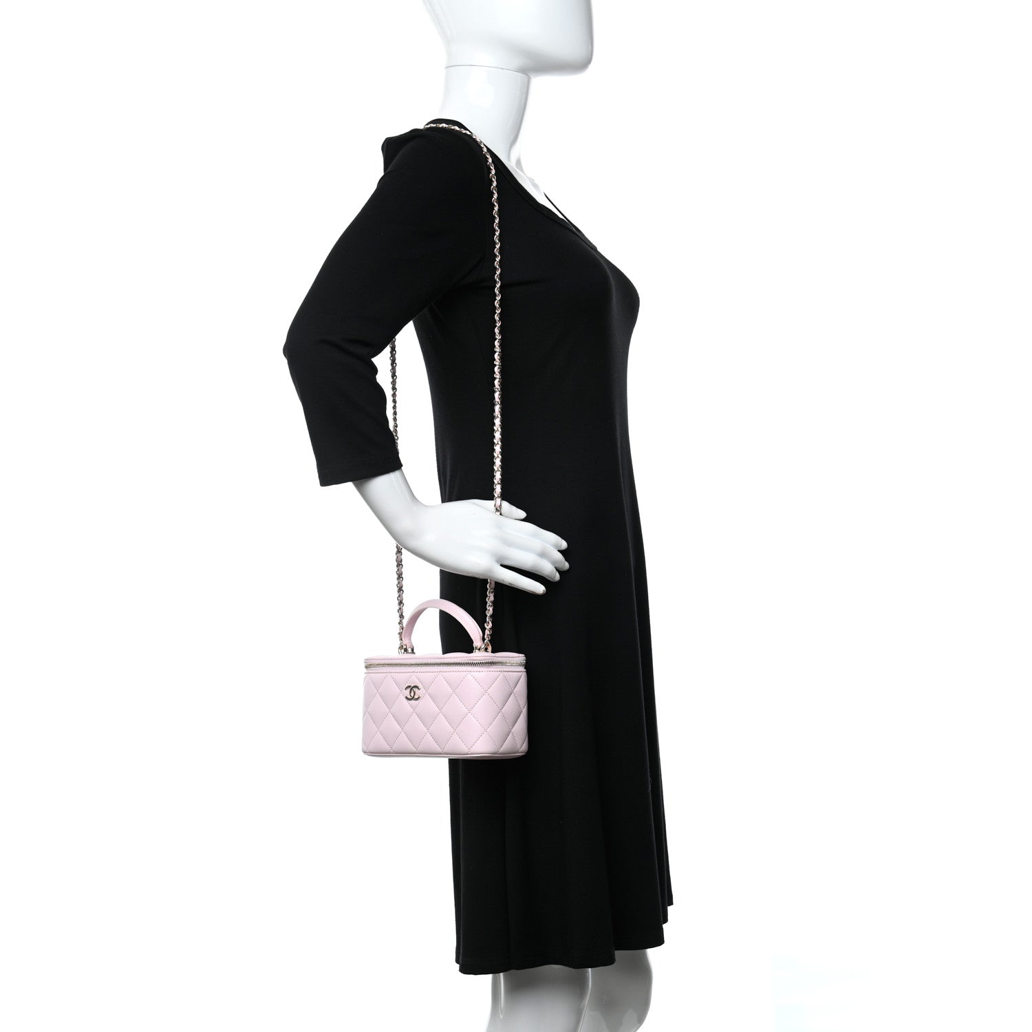 Chanel Lambskin Quilted Small Top Handle Vanity Case With Chain Light Pink 2 of 12