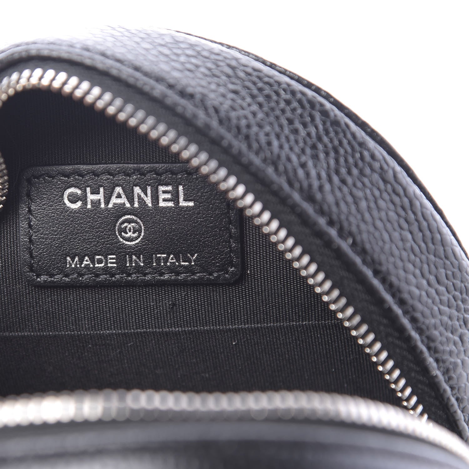 Chanel Caviar Camellia Embossed Round Clutch With Chain Black 7 of 12