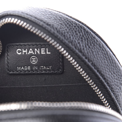 Chanel Caviar Camellia Embossed Round Clutch With Chain Black 7 of 12