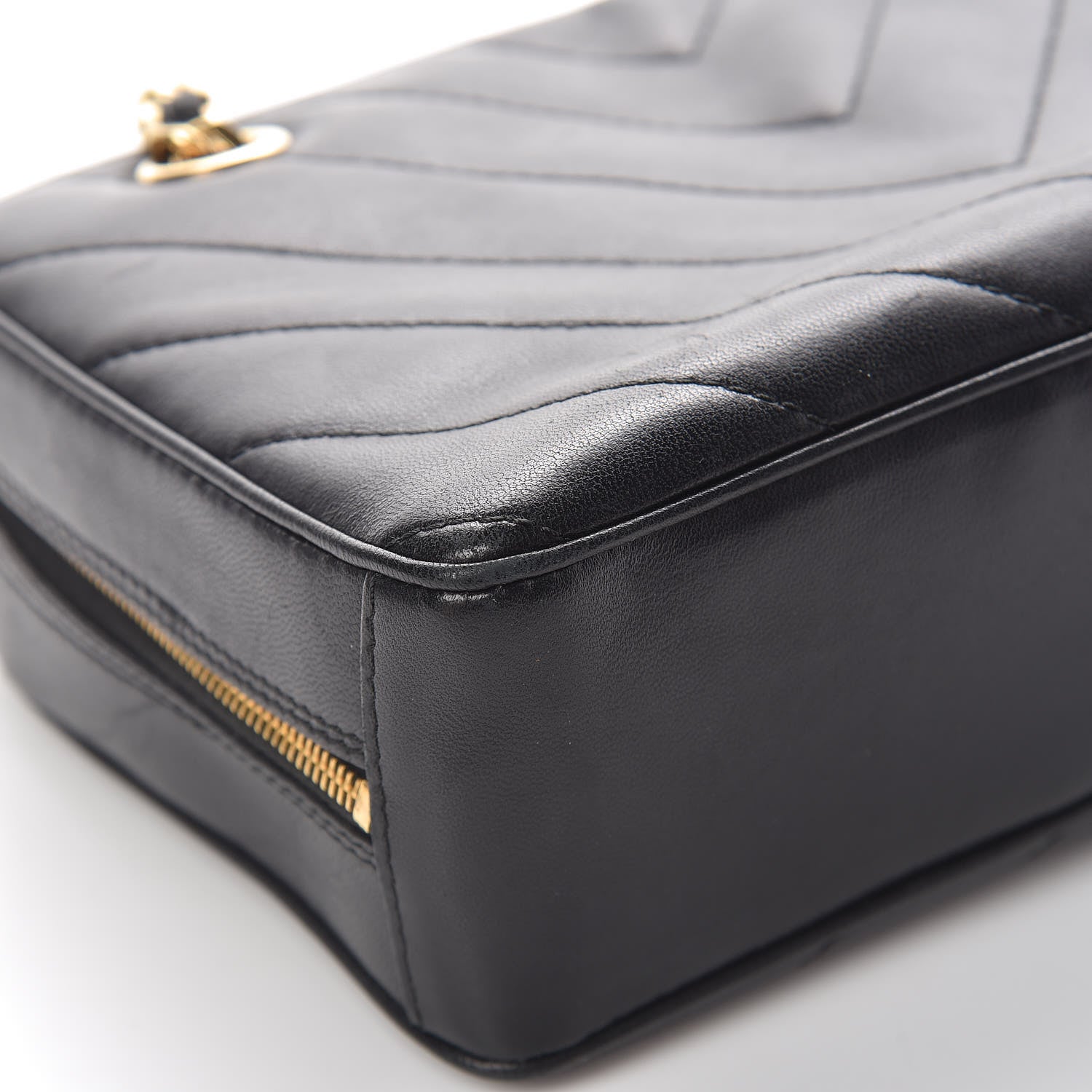 Chanel Lambskin Chevron Quilted Camera Case Black 14 of 15