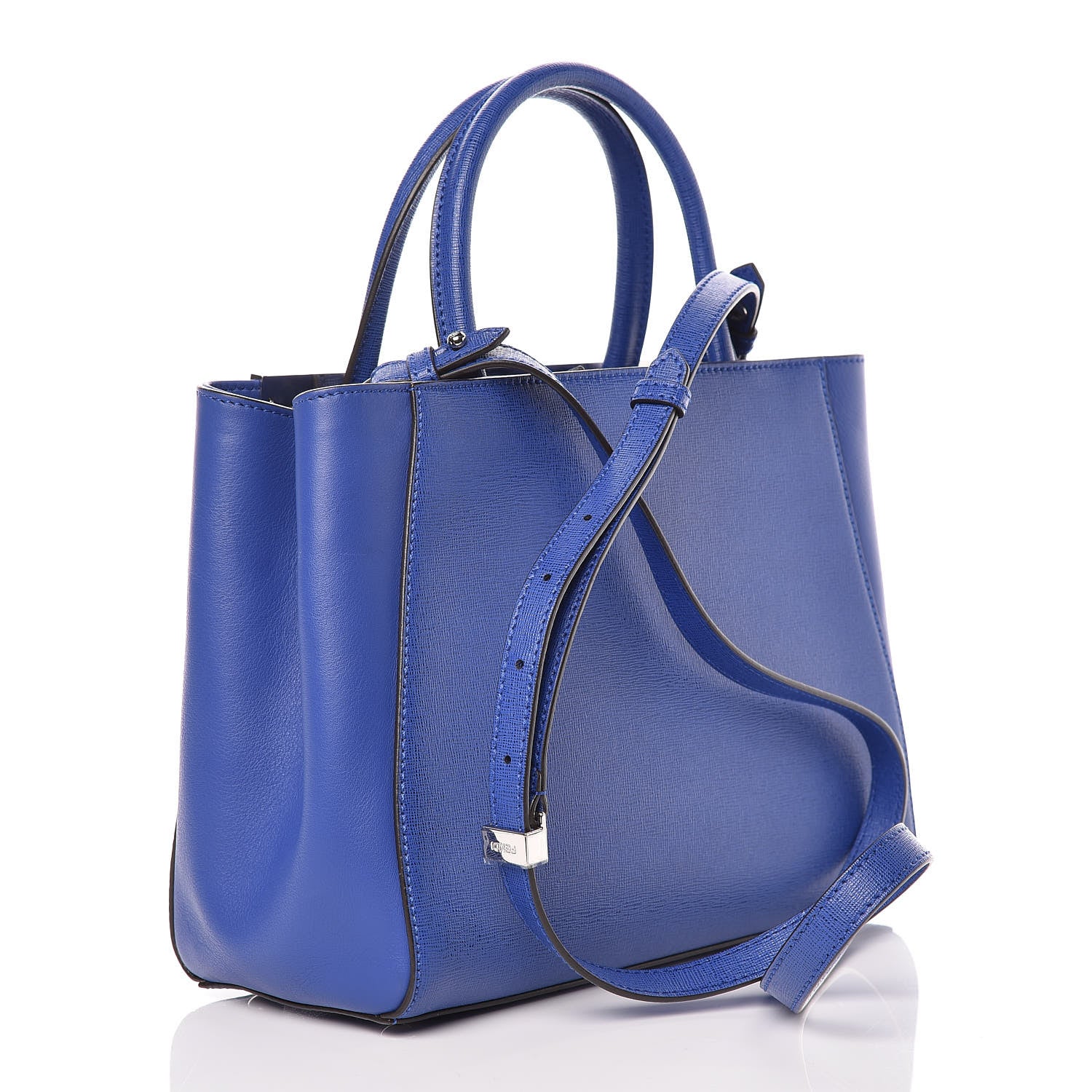 Fendi Vitello Elite Petite 2Jours Tote Blue Neon 3 of 11
