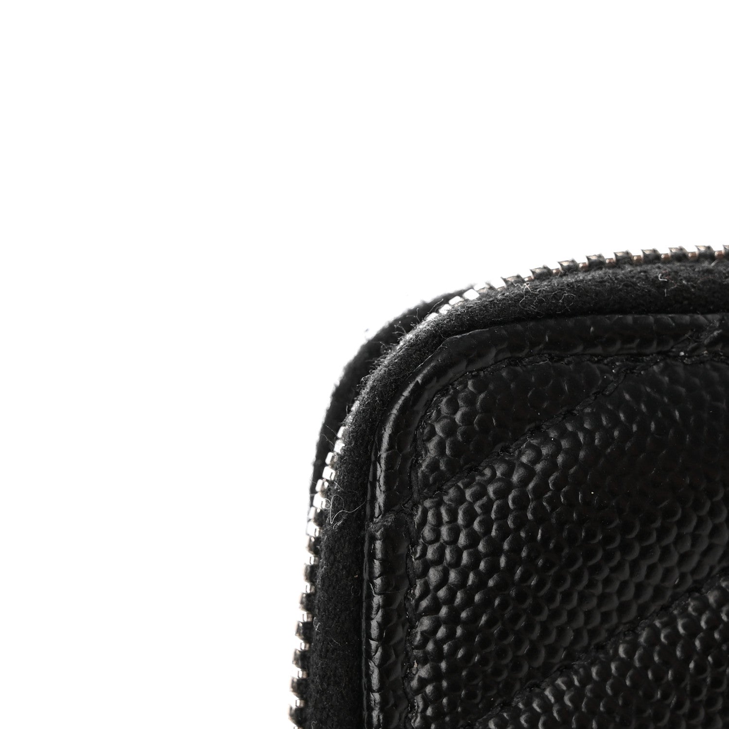 Saint Laurent Grain De Poudre Matelasse Chevron Monogram Compact Zip Around Wallet Black 11 of 11