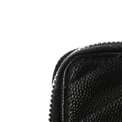 Saint Laurent Grain De Poudre Matelasse Chevron Monogram Compact Zip Around Wallet Black 11 of 11