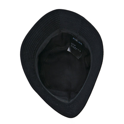 Prada Drill Nylon Metal Triangle Logo Mens Bucket Hat M Black 6 of 11