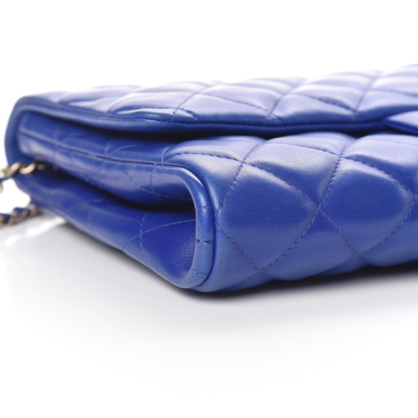 Lambskin Quilted Clutch With Chain Flap Blue