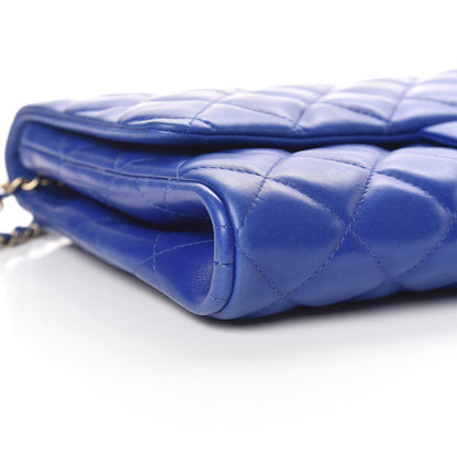 Chanel Lambskin Quilted Clutch With Chain Flap Blue 8 of 14