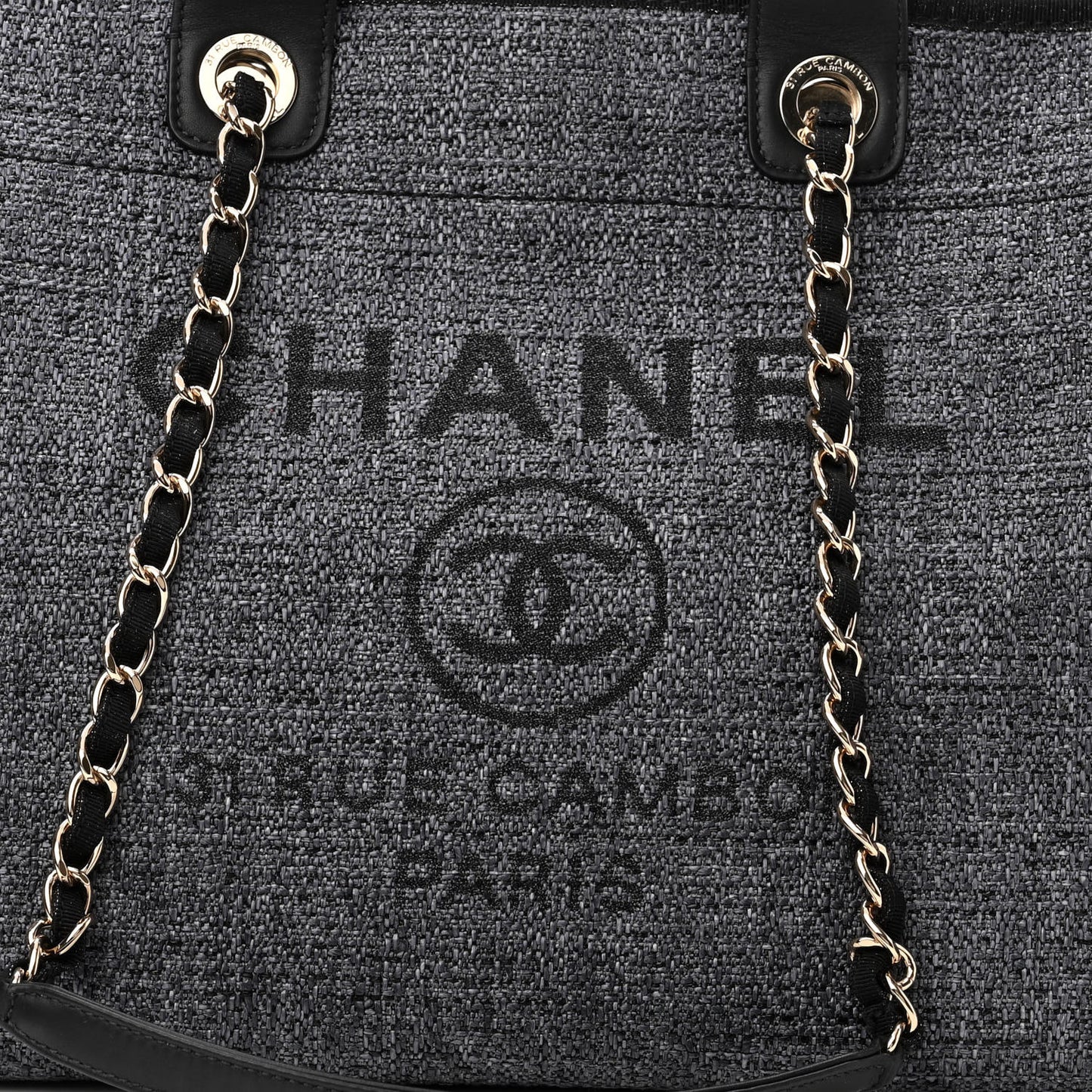 Woven Straw Raffia Medium Deauville Tote Grey