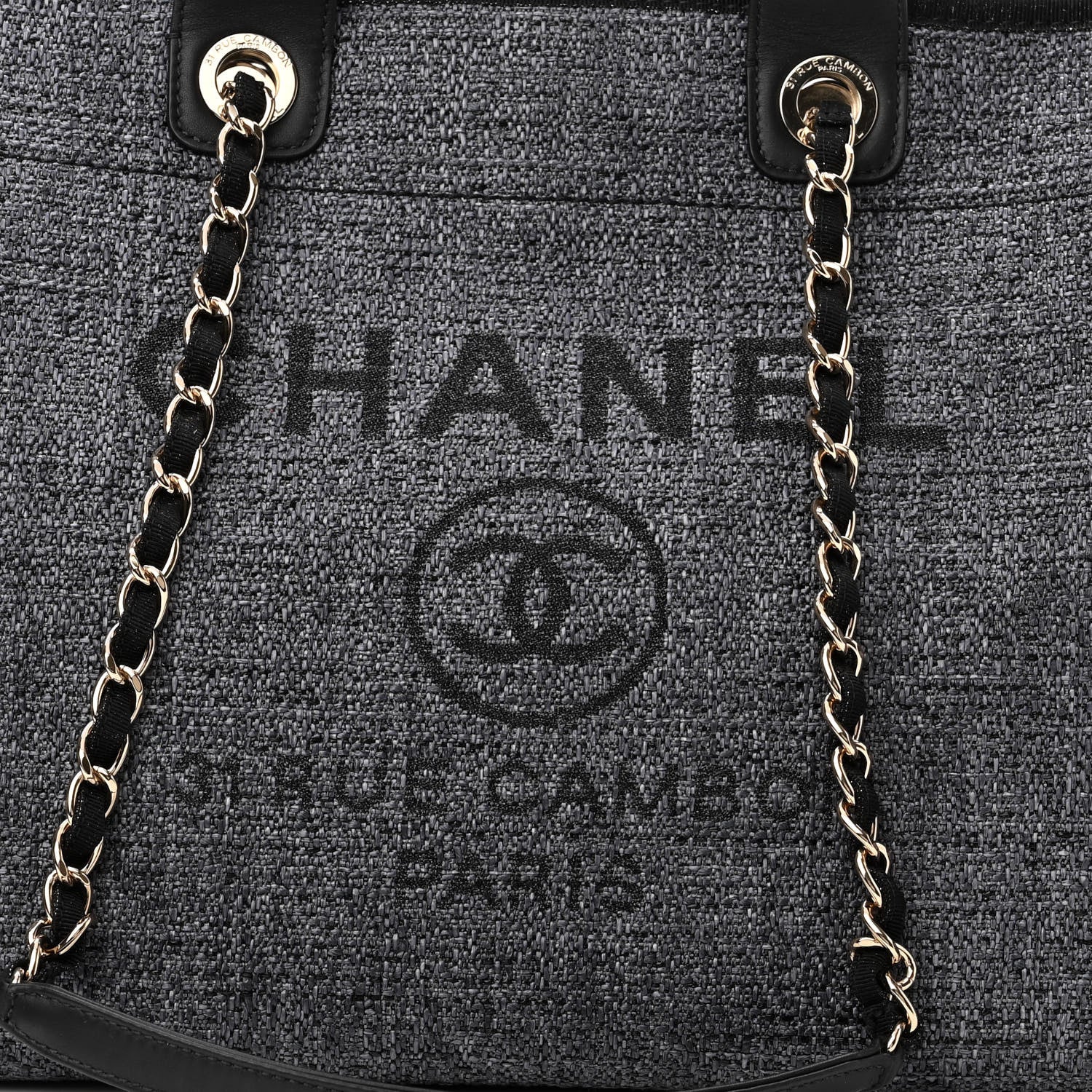 Chanel Woven Straw Raffia Medium Deauville Tote Grey 7 of 9