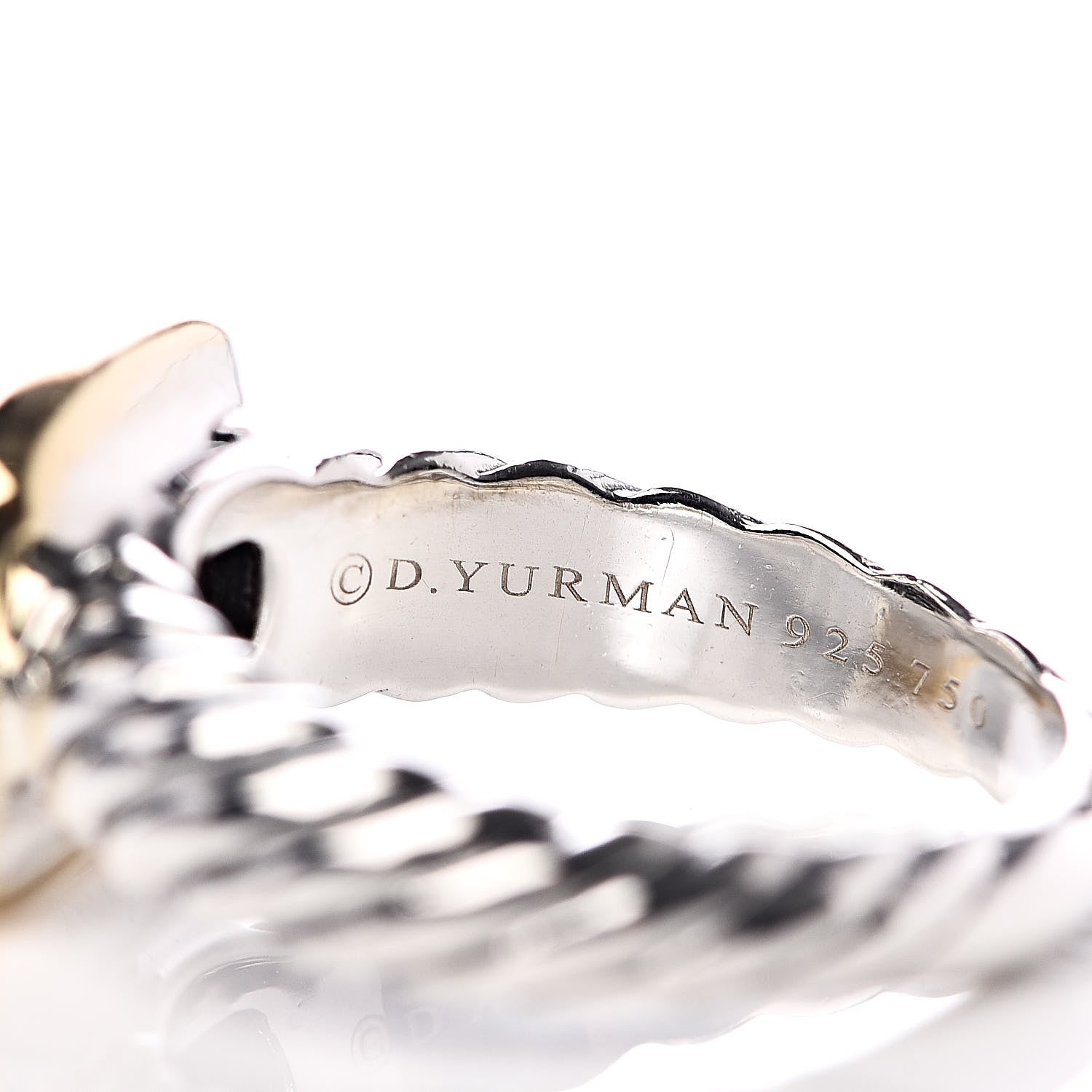 David Yurman Sterling Silver 18K Yellow Gold Diamond 10mm Noblesse Ring 49 5 5 of 6