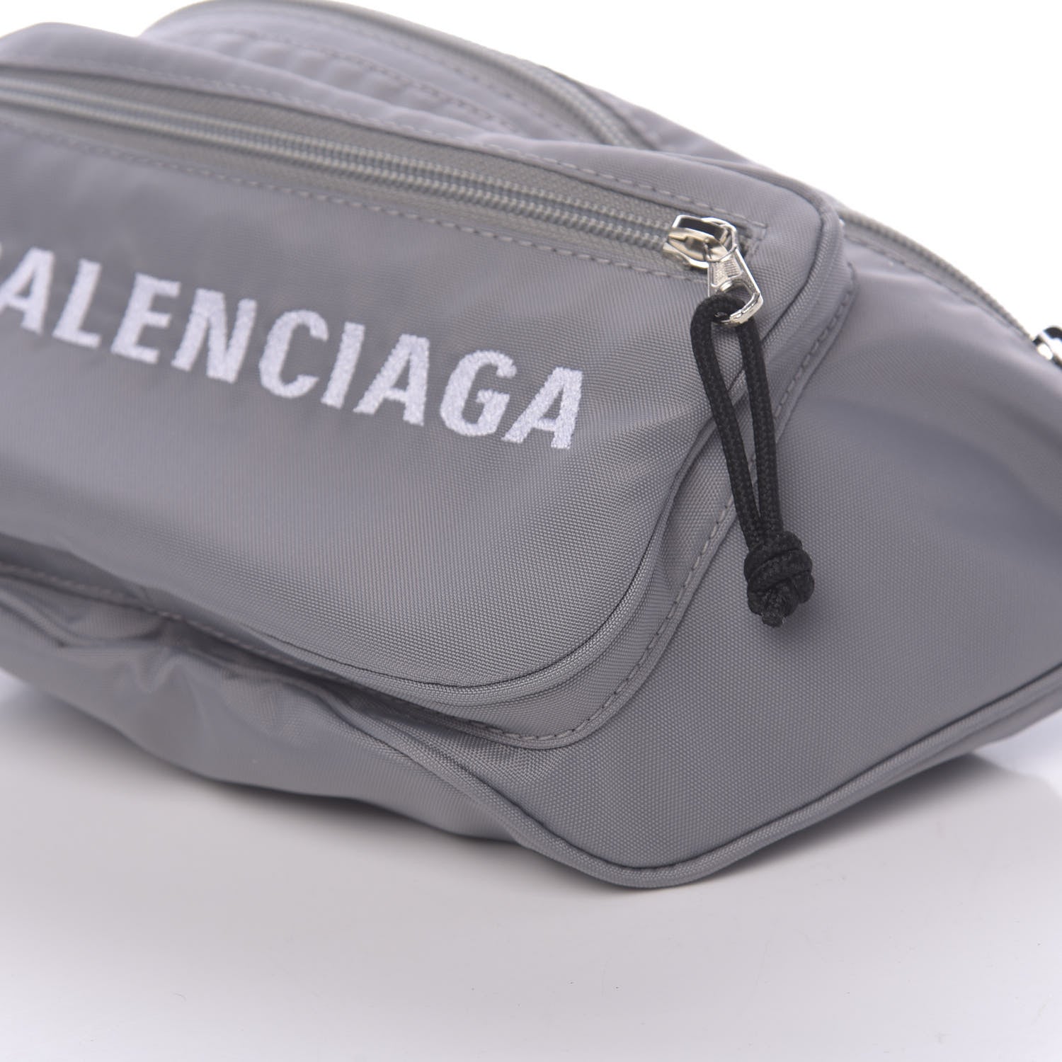 Balenciaga Textured Sport Nylon Logo Embroidered Wheel Beltpack Grey White 10 of 10