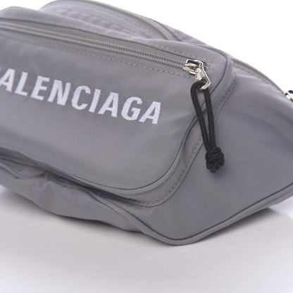 Balenciaga Textured Sport Nylon Logo Embroidered Wheel Beltpack Grey White 10 of 10