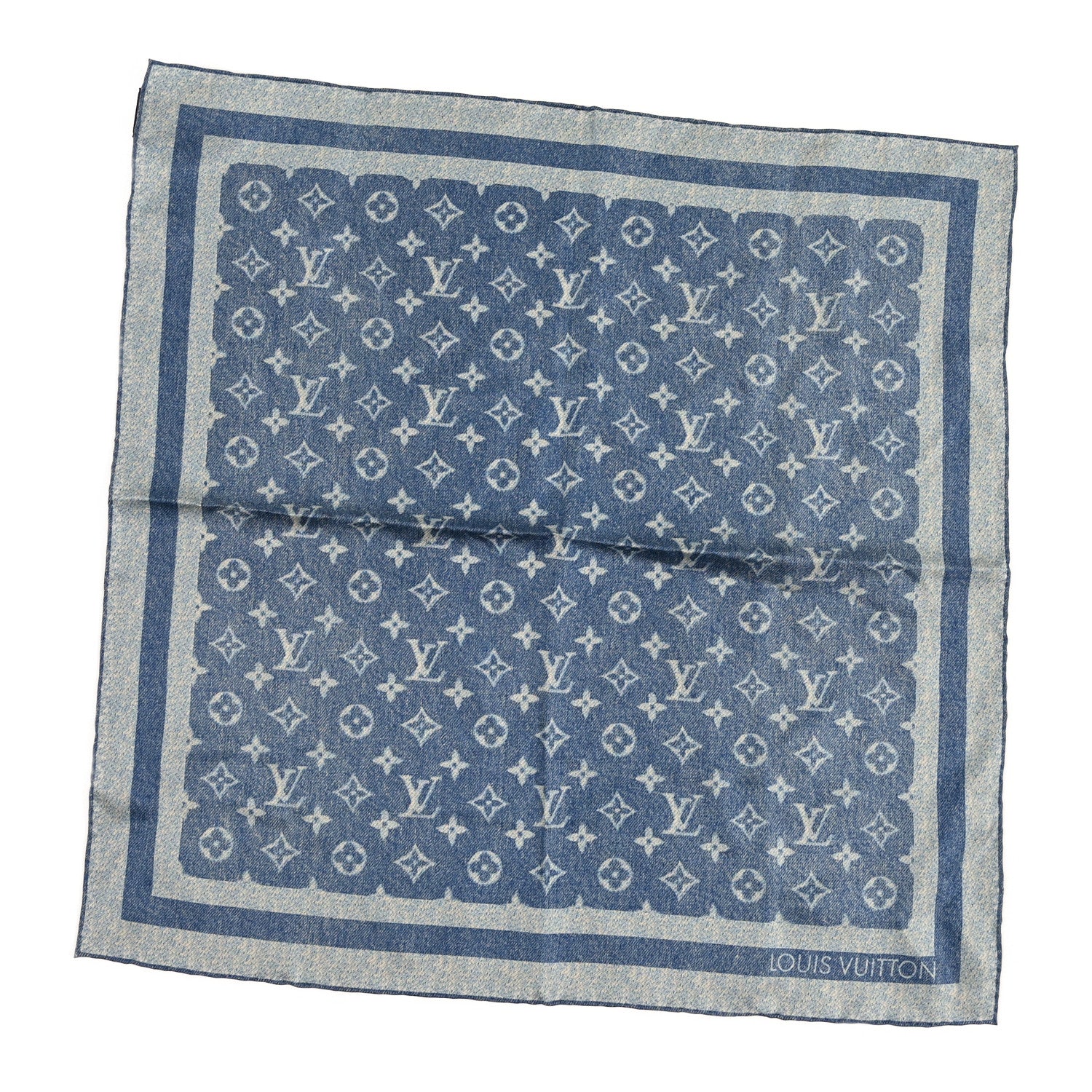 Louis Vuitton Silk Silhouette Denim Square Scarf 55 Blue Denim 1 of 3