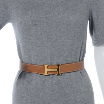 Hermes Leather Reversible H Belt 65 Gold Blanc 10 of 16