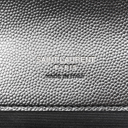 Saint Laurent Grain De Poudre Matelasse Chevron Monogram Envelope Clutch Black 6 of 11