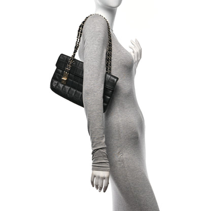 Chanel Lambskin Chocolate Bar Mademoiselle Flap Shoulder Bag Black 2 of 10
