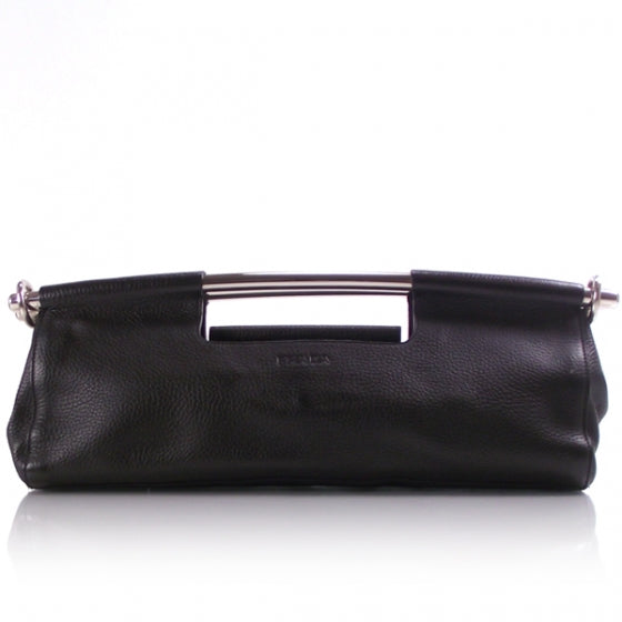 Leather Steel Handle Clutch