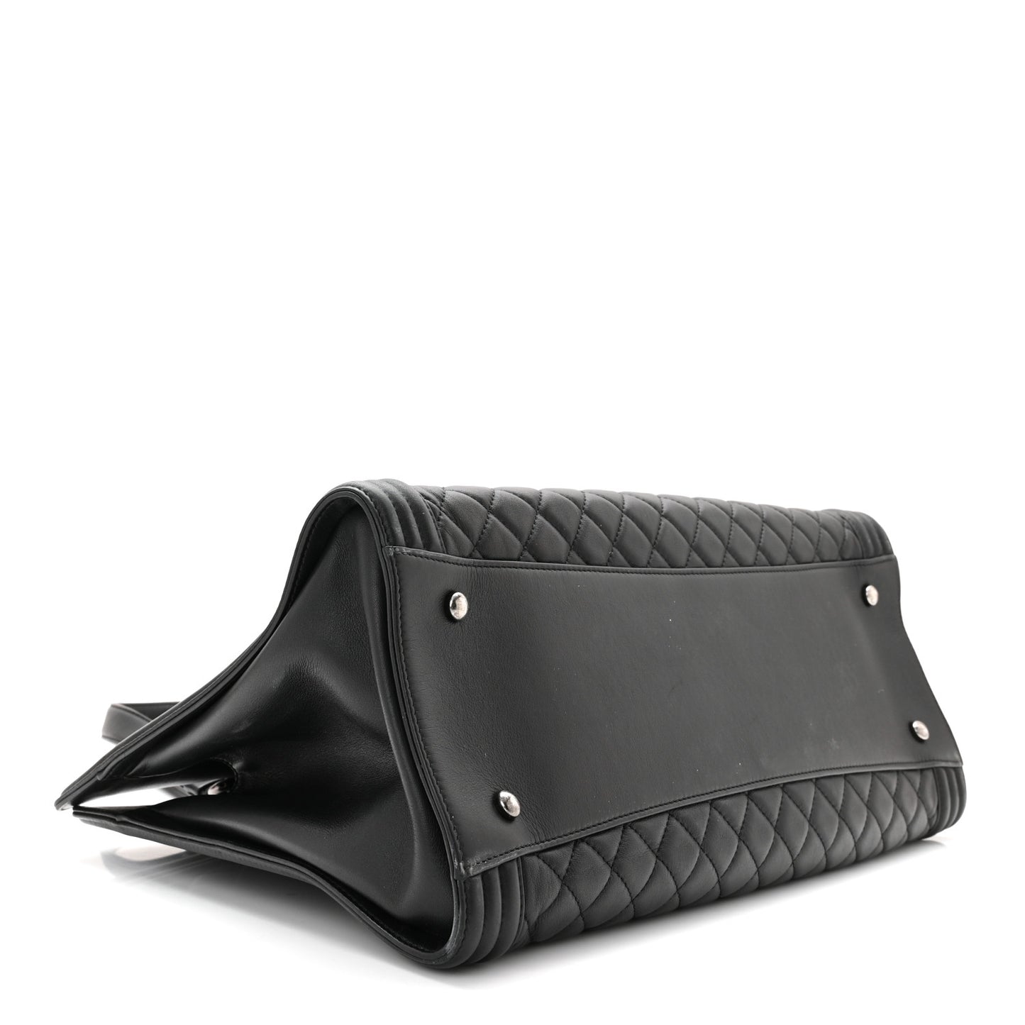 Calfskin Quilted Boy Shopping Tote Black