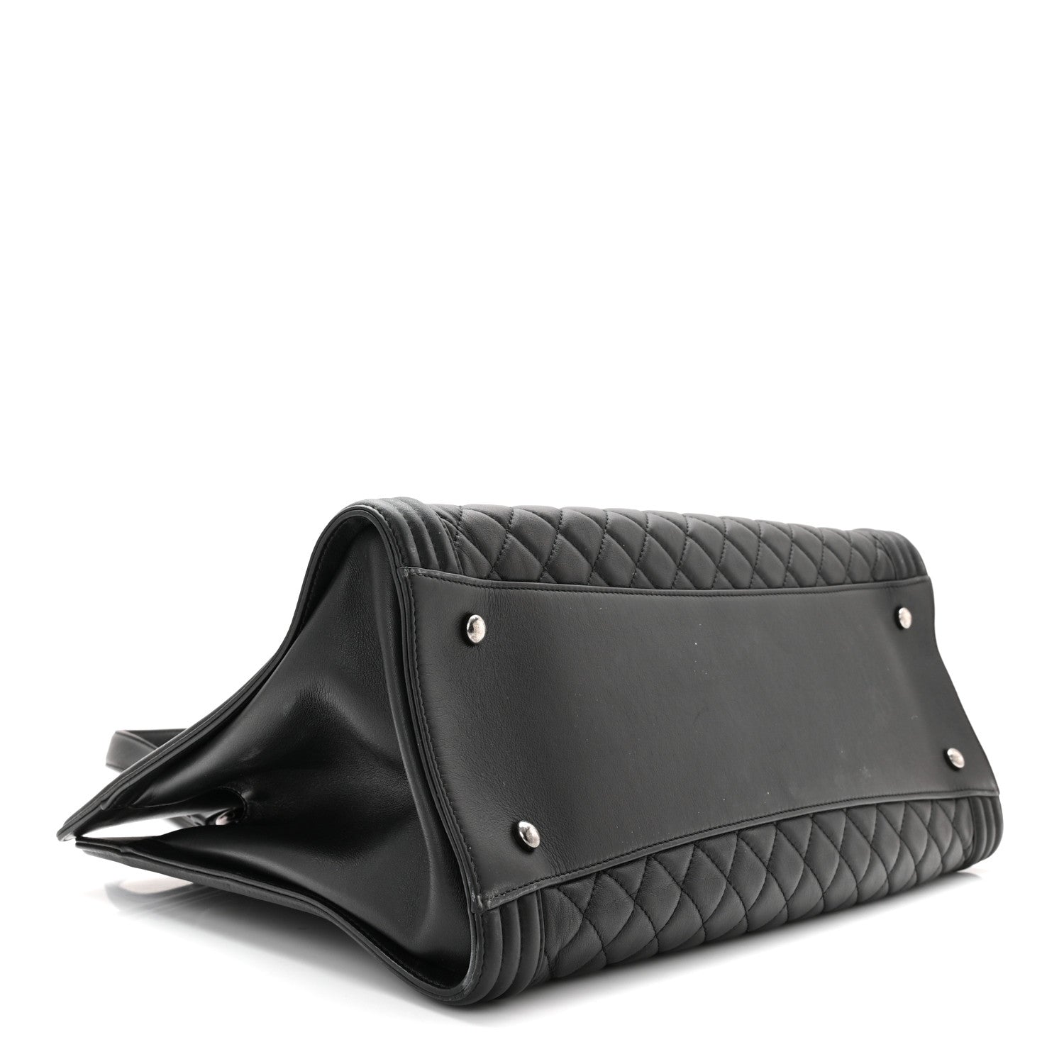 Chanel Calfskin Quilted Boy Shopping Tote Black 4 of 11