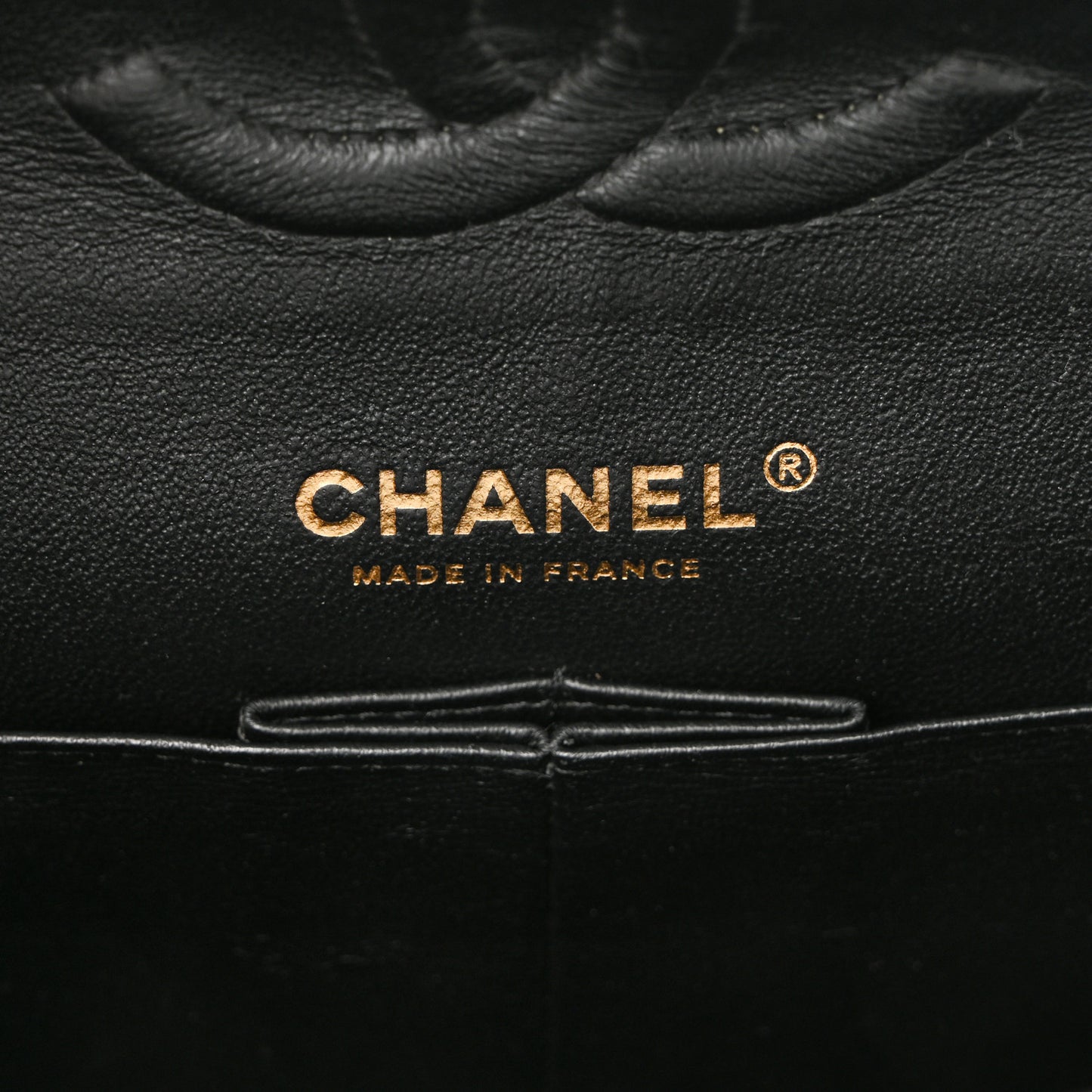 Lambskin Chevron Quilted Medium Double Flap Black