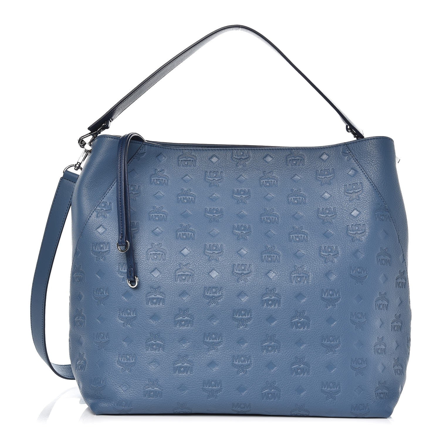 MCM Calfskin Ottomar Monogram Large Klara Hobo Luft Blue 1 of 9