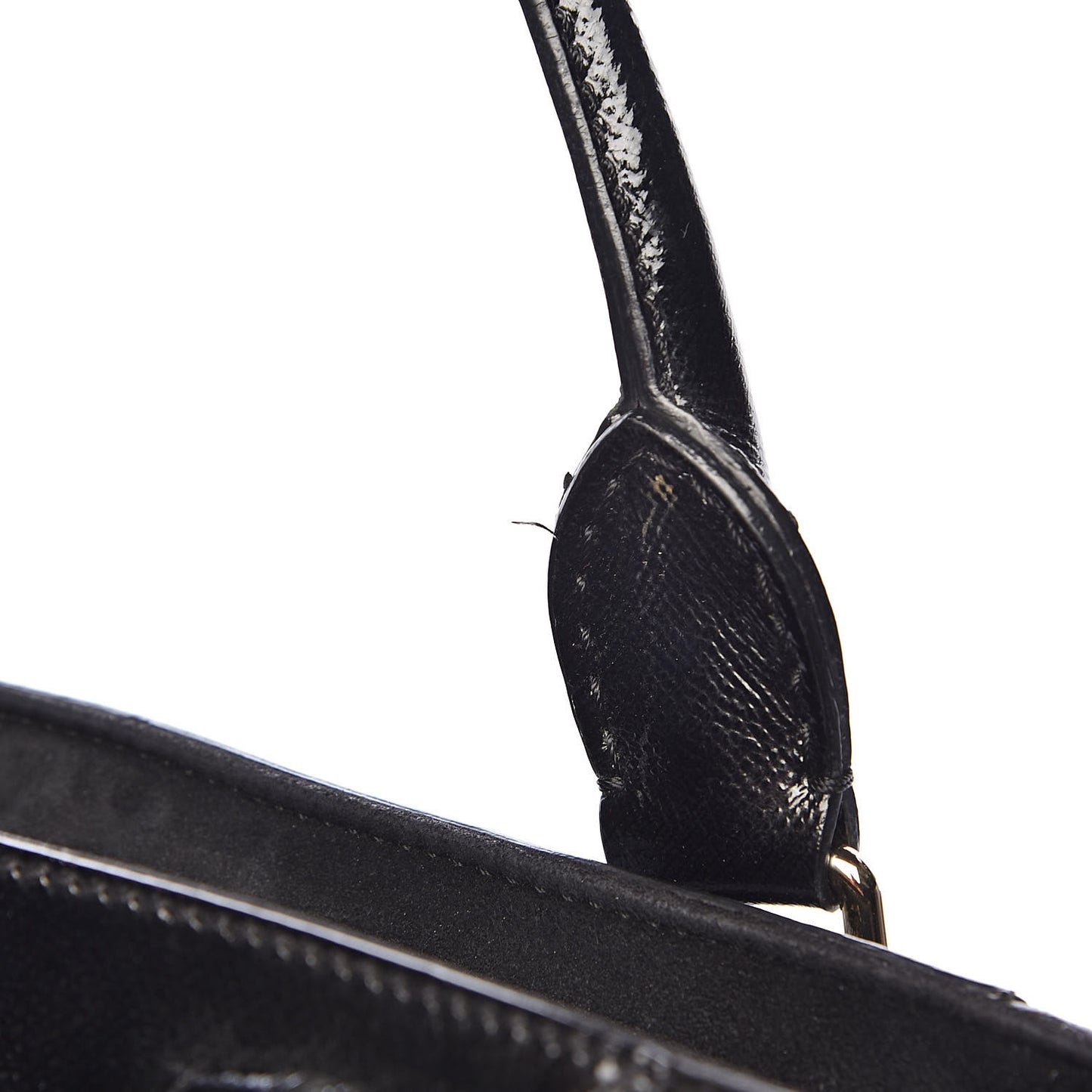 Patent Suede Zip Detail Tote Black