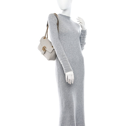 Gucci Calfskin Matelasse Small GG Marmont Shoulder Bag Light Grey 2 of 12
