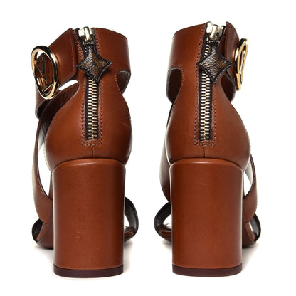 Louis Vuitton Calfskin Monogram Horizon Sandals 37.5 Cognac Brown 10 of 12