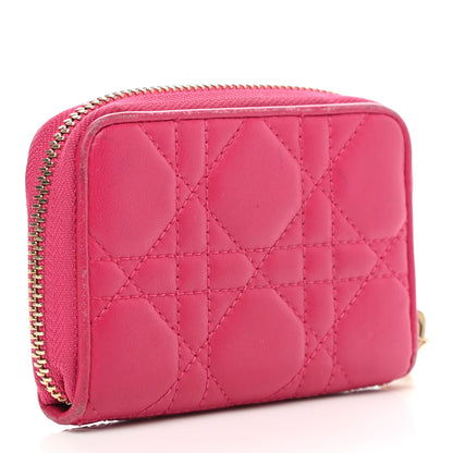 Christian Dior Lambskin Cannage Mini Lady Dior Zip Portemonnaie Fuchsia 3 of 12
