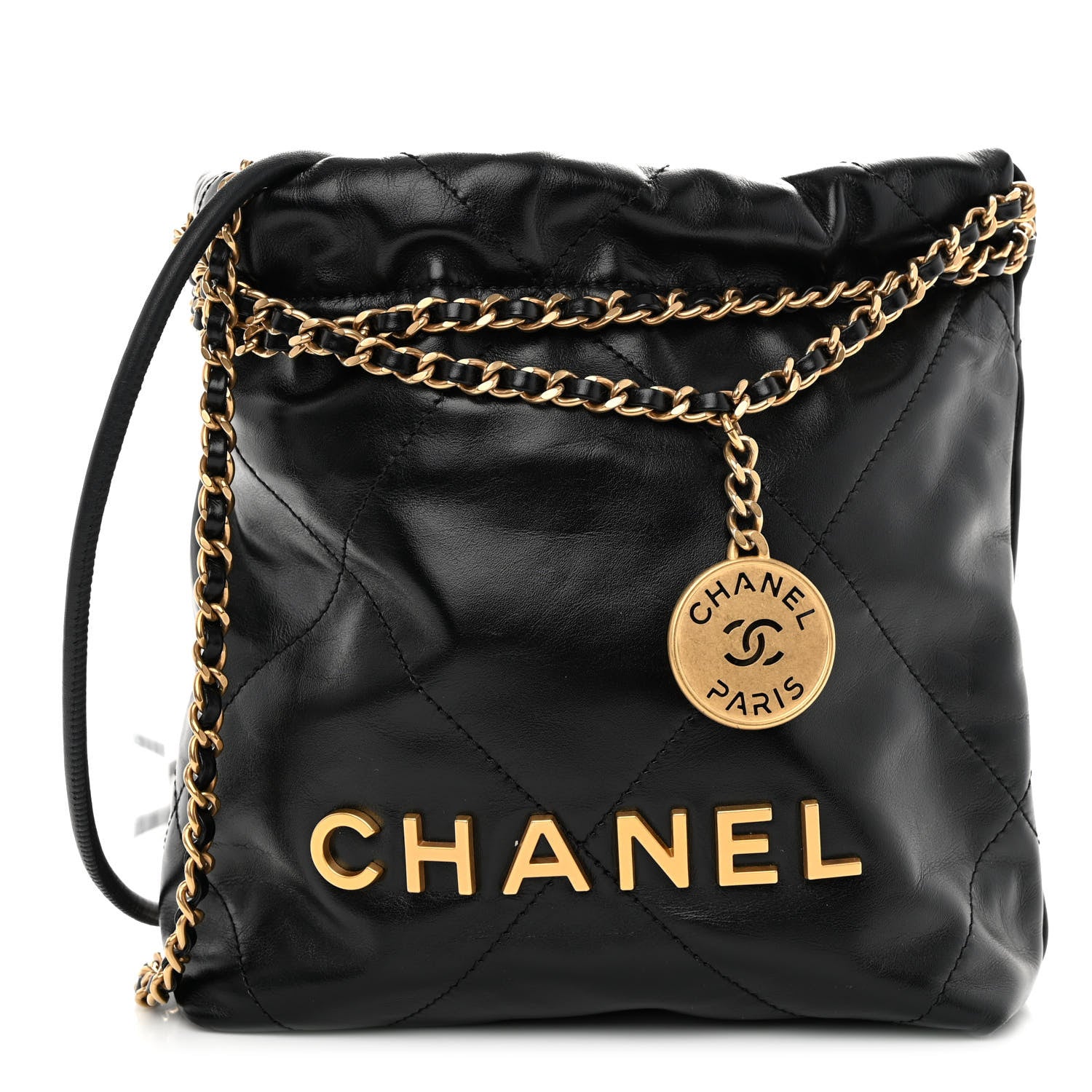 Chanel Shiny Calfskin Quilted Mini Chanel 22 Black 1 of 10