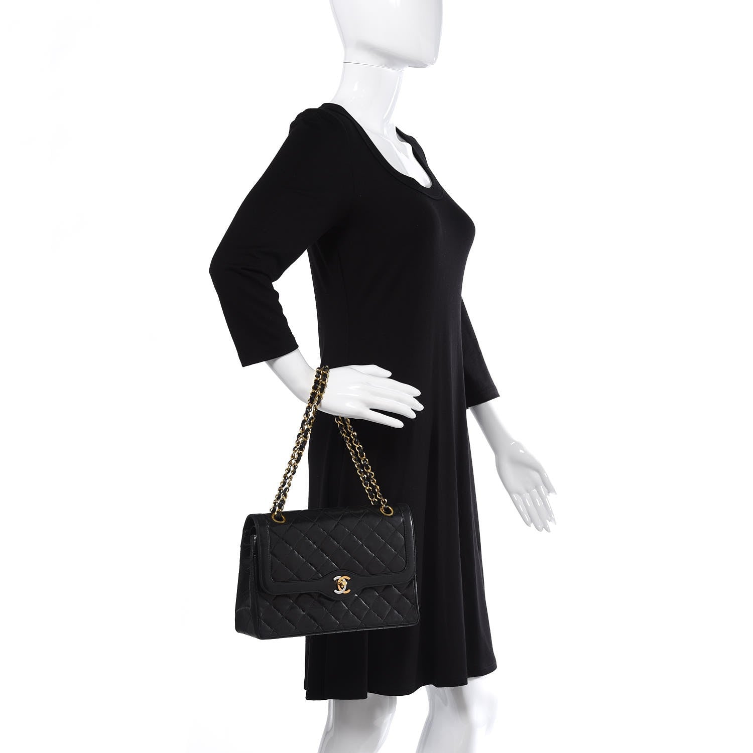 Chanel Lambskin Quilted Medium Double Flap Black 2 of 15