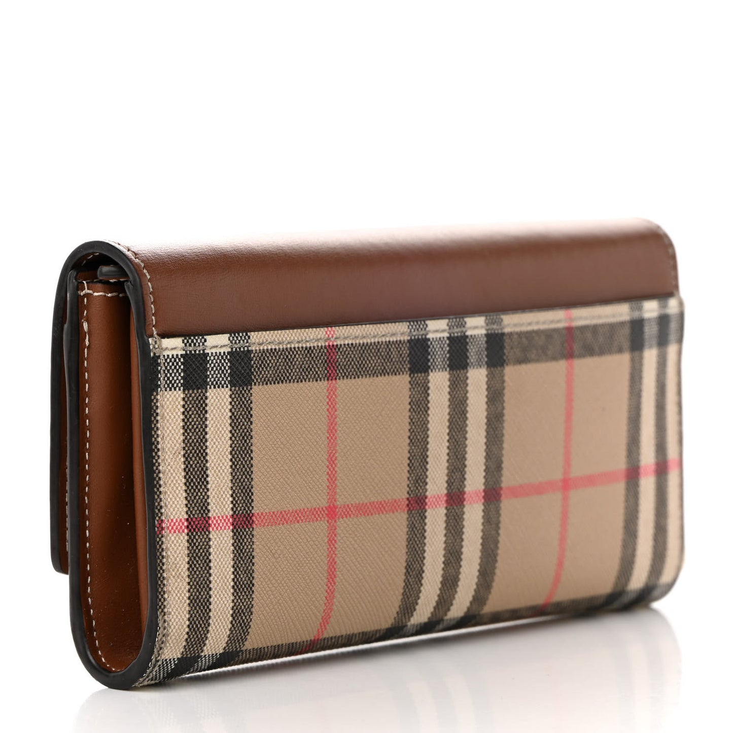 Vintage Check Grain Calfskin Halton Wallet Tan