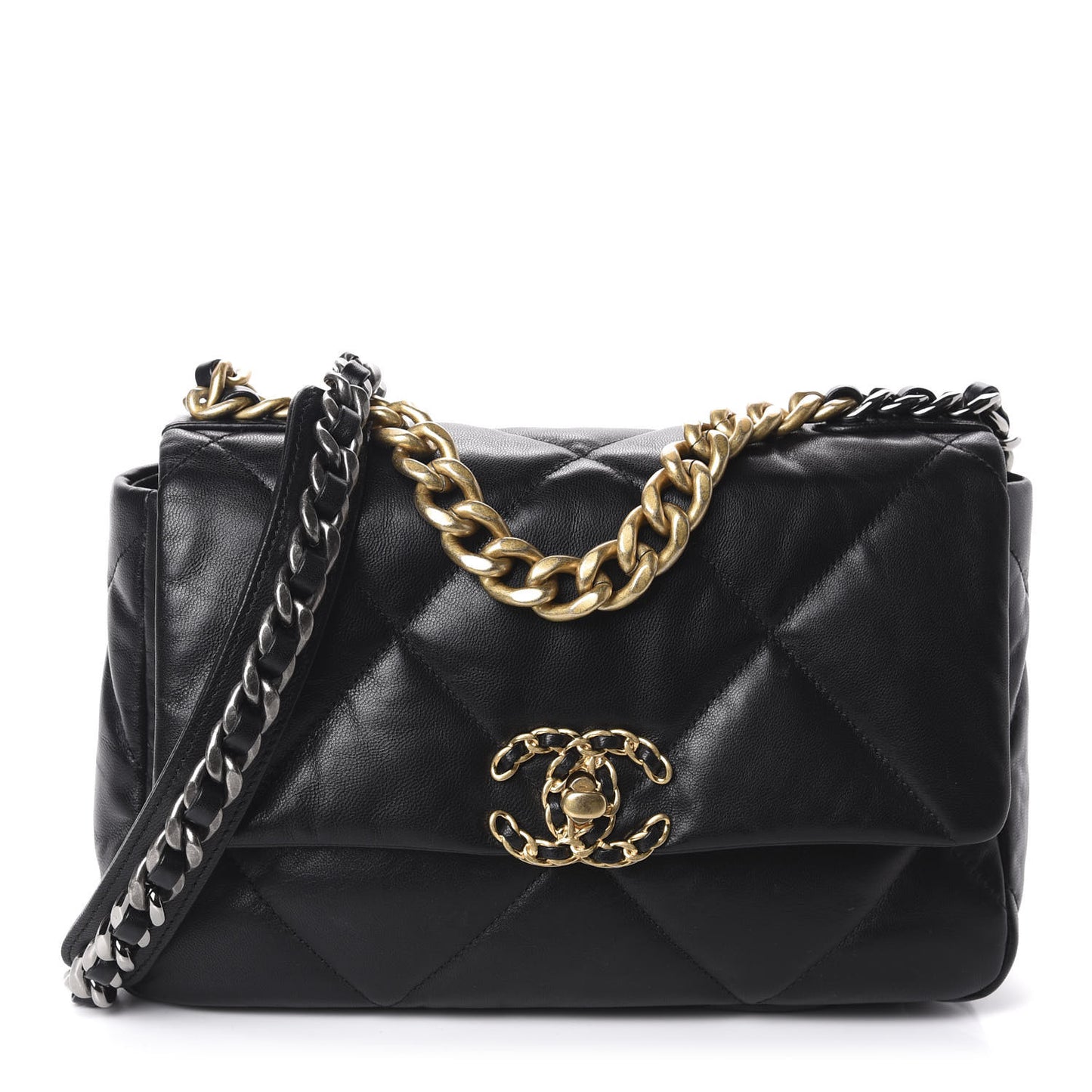 Goatskin Quilted Medium 19 Flap Black