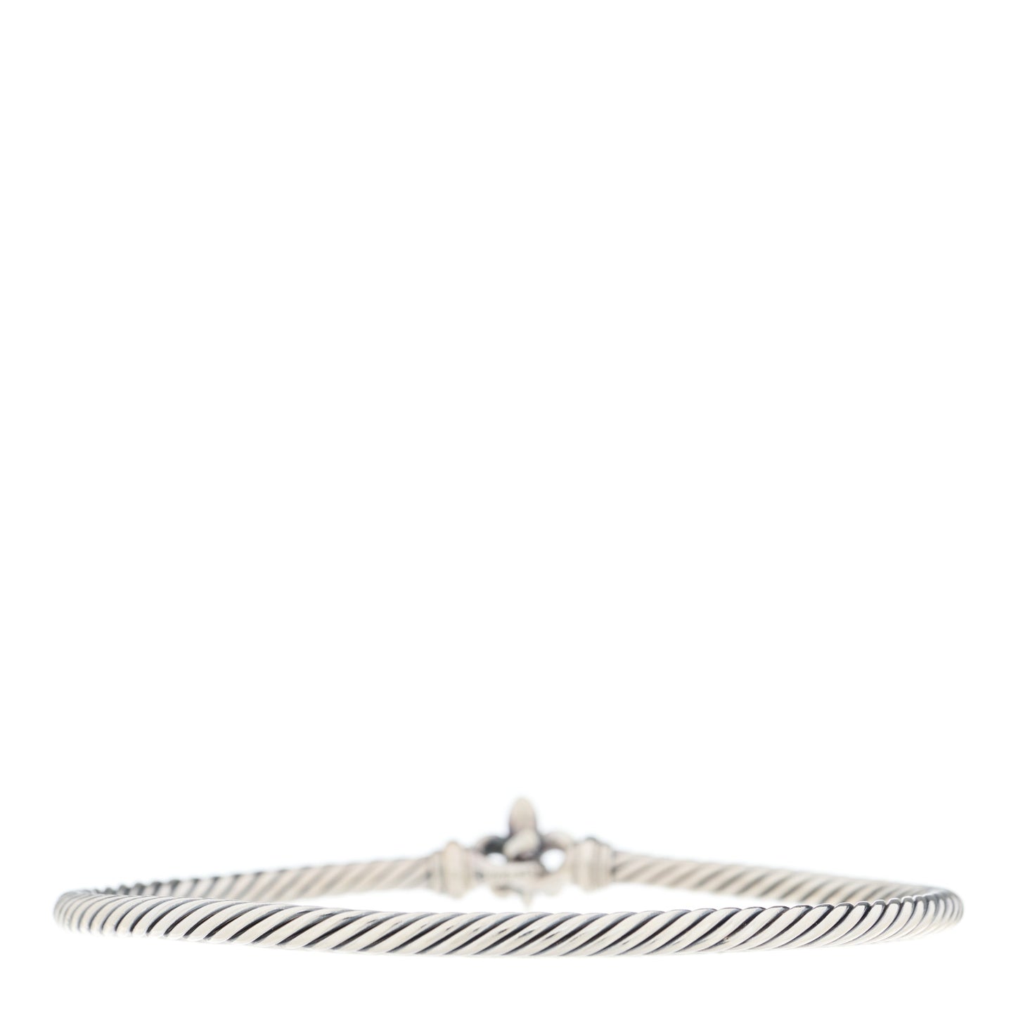 Sterling Silver 18K Yellow Gold 3mm Cable Collectibles Fleur De Lis Bracelet