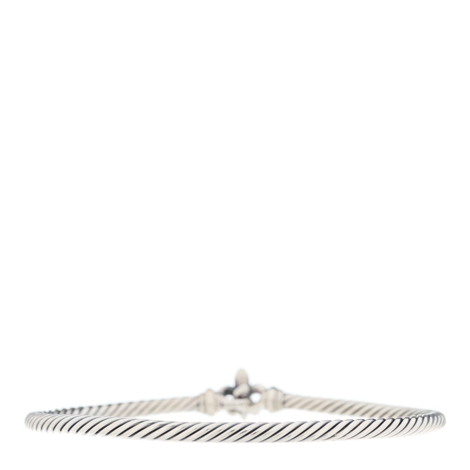 David Yurman Sterling Silver 18K Yellow Gold 3mm Cable Collectibles Fleur De Lis Bracelet 2 of 3