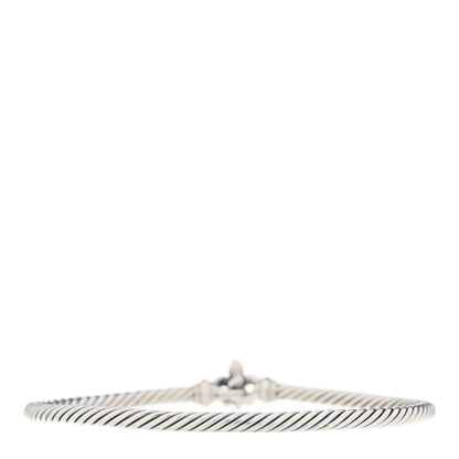 David Yurman Sterling Silver 18K Yellow Gold 3mm Cable Collectibles Fleur De Lis Bracelet 2 of 3